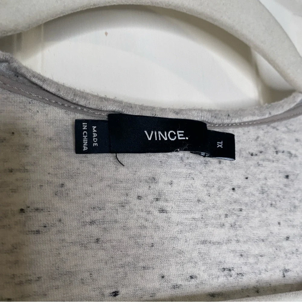Vince Long Sleeve Henley Neck Double Chest Pockets Speckled Grey Size XL